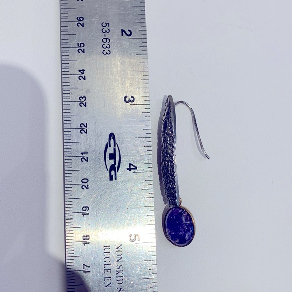 Sterling Silver 10.95 TW Tanzanite Dangle Earrings - Picture 6 of 6